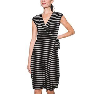 White House Black Market Women Striped Sheath Wrap Dress 570289788 Black White 0